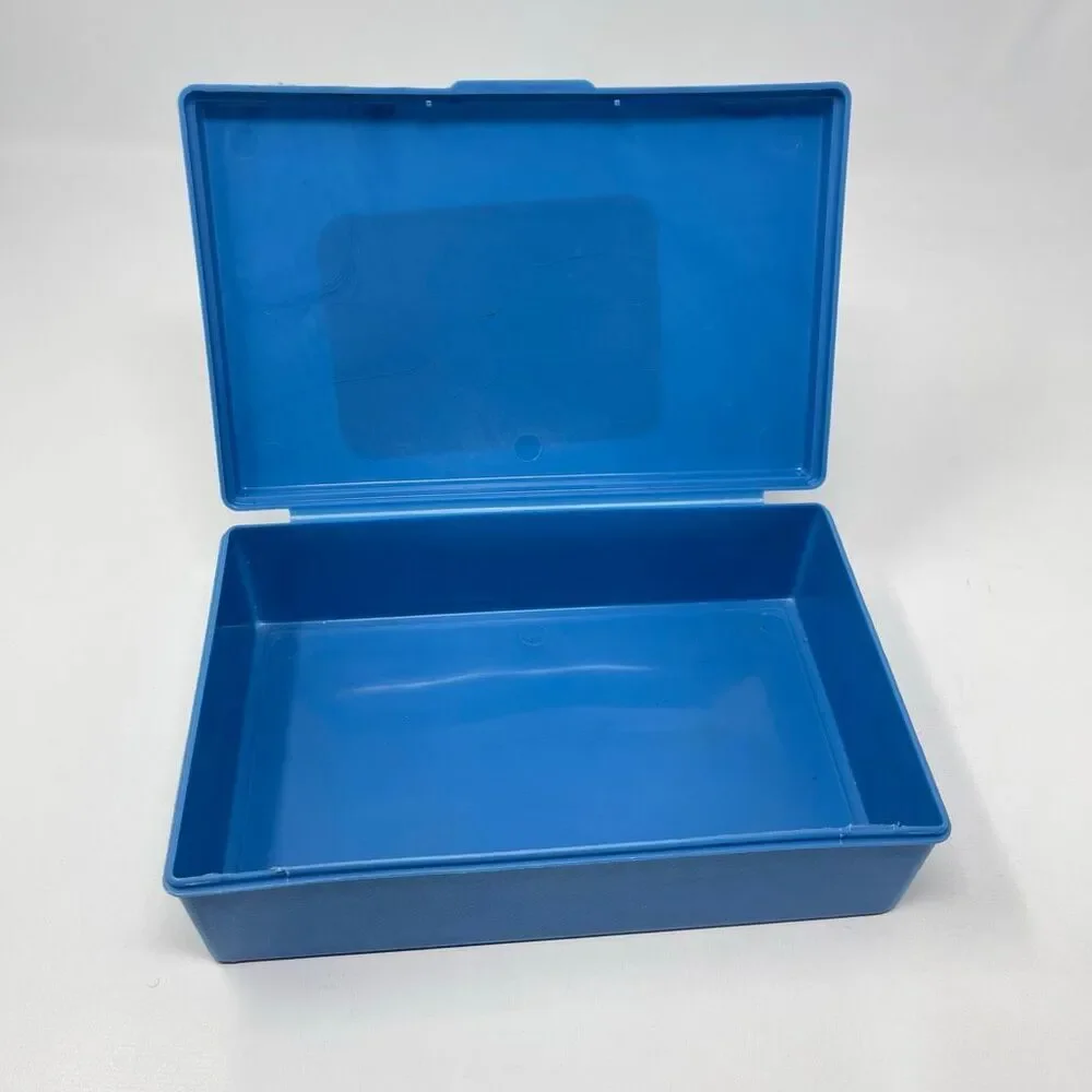 Vintage Sterling Plastics #268 School Box Blue Supplies USA Made 1985